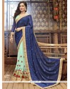 Blue And Navy Blue Half N Half Saree