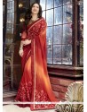 Red Resham Work Shaded Saree