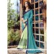 Faux Georgette Blue And Green Resham Work Half N Half Saree