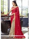 Faux Georgette Resham Work Half N Half Designer Saree