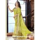 Faux Georgette Green Patch Border Work Classic Saree