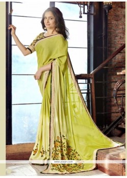 Faux Georgette Green Patch Border Work Classic Saree