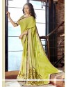 Faux Georgette Green Patch Border Work Classic Saree