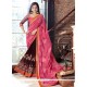 Faux Georgette Brown And Pink Designer Half N Half Saree