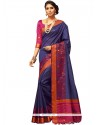 Navy Blue Weaving Work Art Silk Traditional Designer Saree