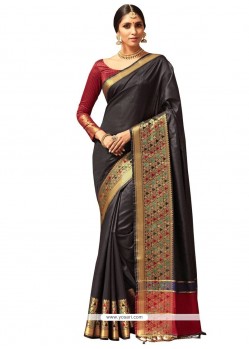 Art Silk Black Traditional Designer Saree