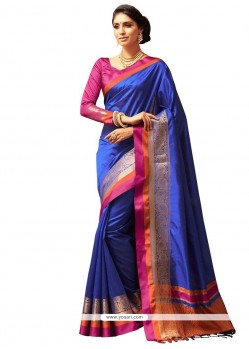 Blue Weaving Work Art Silk Traditional Saree