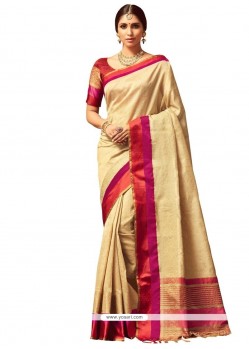 Weaving Work Beige Traditional Designer Saree