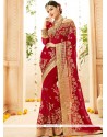 Faux Georgette Red Classic Saree