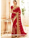 Faux Georgette Red Classic Designer Saree