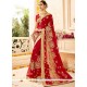 Faux Georgette Red Saree