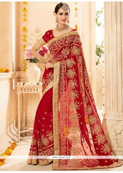 Red Zari Work Classic Designer Saree