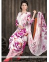 Faux Crepe Multi Colour Print Work Churidar Suit