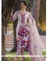 Faux Crepe Print Work Churidar Suit