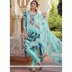 Faux Crepe Multi Colour Print Work Churidar Suit