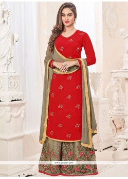 Krystle Dsouza Red Lace Work Designer Palazzo Suit