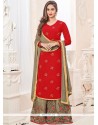 Krystle Dsouza Red Lace Work Designer Palazzo Suit