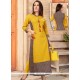 Print Work Yellow Party Wear Kurti