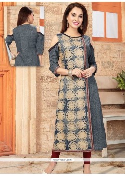 Print Work Cotton Party Wear Kurti