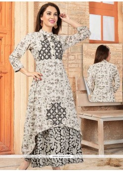 Black And Cream Party Wear Kurti