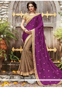 Patch Border Work Half N Half Designer Saree