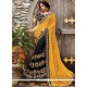 Resham Work Brown And Mustard Half N Half Designer Saree