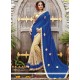 Blue And Cream Art Silk Half N Half Designer Saree