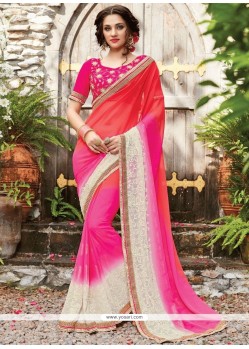 Embroidered Work Fancy Fabric Shaded Saree