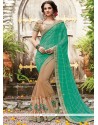 Net Patch Border Work Half N Half Designer Saree