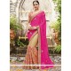 Beige And Hot Pink Net Designer Half N Half Saree