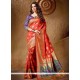 Cotton Silk Orange Designer Traditional Saree