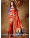 Cotton Silk Orange Designer Traditional Saree