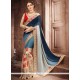 Embroidered Work Teal Designer Traditional Saree