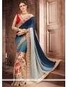 Embroidered Work Teal Designer Traditional Saree