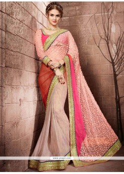 Faux Georgette Pink Classic Designer Saree