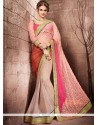 Faux Georgette Pink Classic Designer Saree