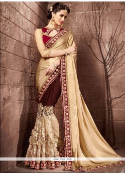 Beige And Brown Designer Saree