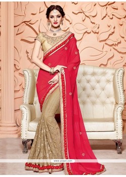 Faux Chiffon Designer Half N Half Saree