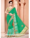 Green Patch Border Work Bamber Georgette Classic Designer Saree