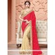 Faux Chiffon Embroidered Work Half N Half Designer Saree