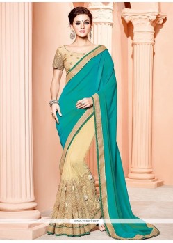 Patch Border Work Designer Half N Half Saree