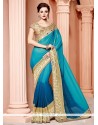 Blue Patch Border Work Designer Traditional Saree