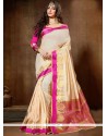 Weaving Work Cream Traditional Saree