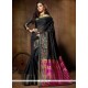 Weaving Work Black Cotton Silk Designer Traditional Saree