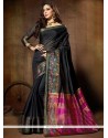 Weaving Work Black Cotton Silk Designer Traditional Saree