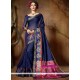 Cotton Silk Navy Blue Weaving Work Traditional Designer Saree