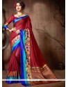 Maroon Weaving Work Cotton Silk Designer Traditional Saree