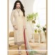 Ayesha Takia Faux Georgette Cream Churidar Designer Suit