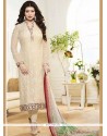 Ayesha Takia Faux Georgette Cream Churidar Designer Suit