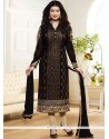 Ayesha Takia Resham Work Brown Faux Georgette Churidar Designer Suit